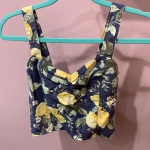 Abercrombie navy / lemon crop top